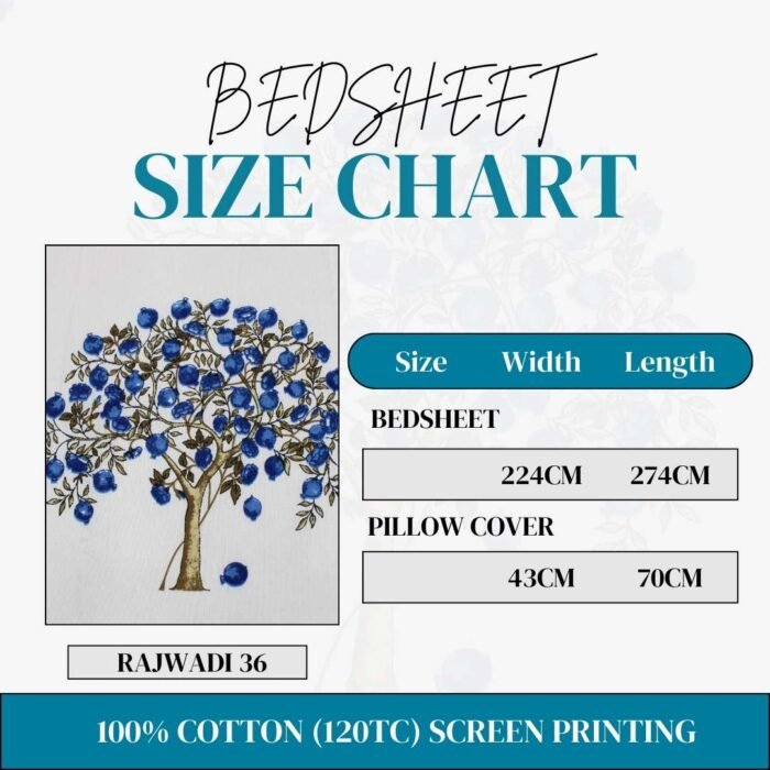 100% Cotton (120TC) Screen Printed Bedsheet, RAJWADI 36 - Image 6