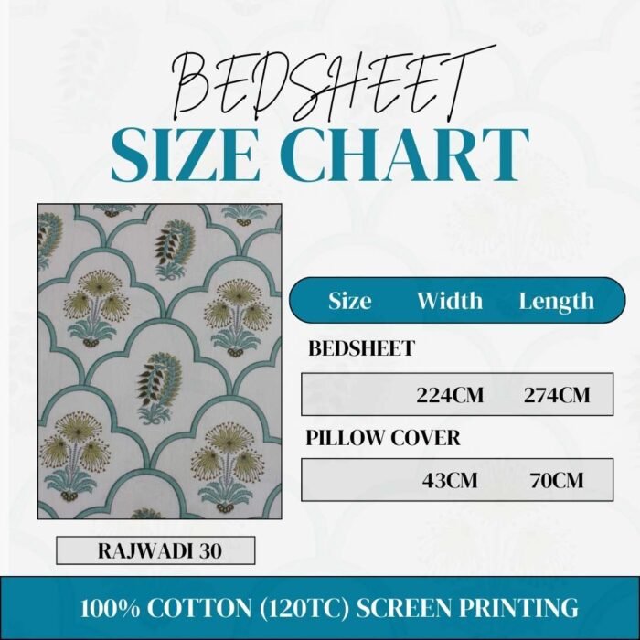 Marhaba 100% Cotton (120TC) Screen Print Bedsheet, Rajwadi 30 - Image 6
